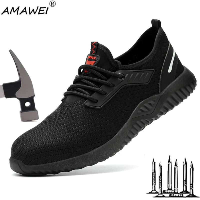 

AMAWEI Men Safety Shoes Puncture-Proof Work Sneakers Lightweight Work Shoes Women Steel Toe Shoes Safety Boots Indestructible
