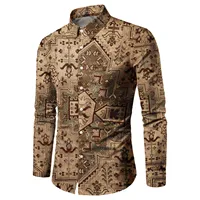 Fashion Men Shirts Oversized Casual Shirt Ethnic Floral Aztec Print Long Sleeve Tops Men's Clothes Vintage Cardigan Blouses Tops - Image 4