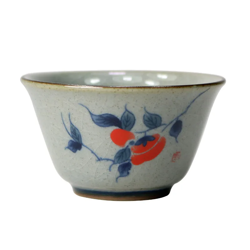 1pcs 55ml Ge Kiln Tea Cup Household Ceramic Chinese Small Tea Cups Open Glazed Colored Tea Cup Drinking Utensils Kungfu Teaset