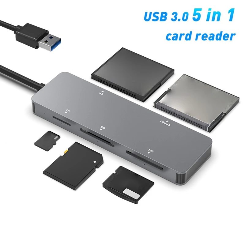 Lettore Di Schede Multifunzione Usb 3.0 Lettore Di Schede Cfast/Cf/Xd/Sd/Tf 5 In 1 Lettore Di Schede Usb 5Gbps Per Accessori Per Laptop Pc