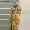 2025 Waist Abaya Dress for Women Elegant Muslim Dress for Party Long Sleeve Colorful Drawstring Dresses Islam Clothing