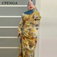 2025 Waist Abaya Dress for Women Elegant Muslim Dress for Party Long Sleeve Colorful Drawstring Dresses Islam Clothing