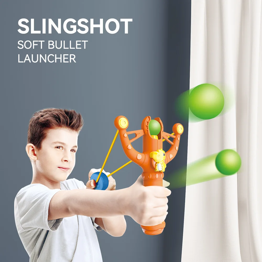 

New Kids Outdoor Games Toys Set Plastic Slingshot Toy Plush Balls Elastic Catapult Toys Soft Bomb Launcher Children Adults Gift