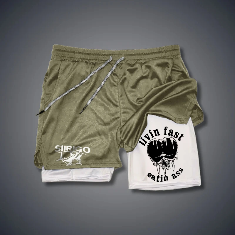 2024 Summer New Men's Double Shorts Fitness Fashion Leisure Fitness Brand Shorts High Quality European and American Style 5