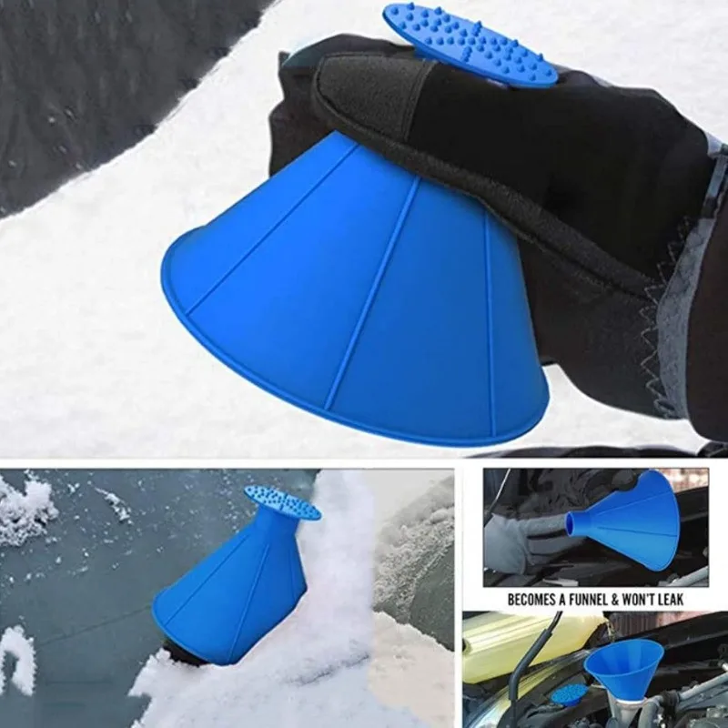 Car Ice Scrape Funnel Auto Window Glass Cleaning Tool Windshield Cleaning Brush Snow Remove Shovel Home Windows Glass Clean Tool