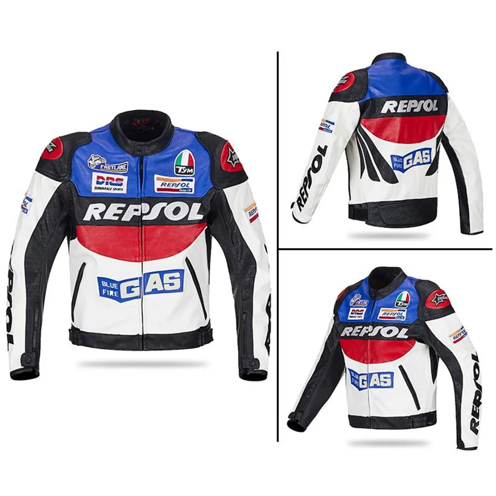 DUHAN Moto GP Motorcycle REPSOL Racing Leather Jacket VS02 Orange Blue M L XL XXL 3XL Good Pu Leahter Made High Quality Top Serv