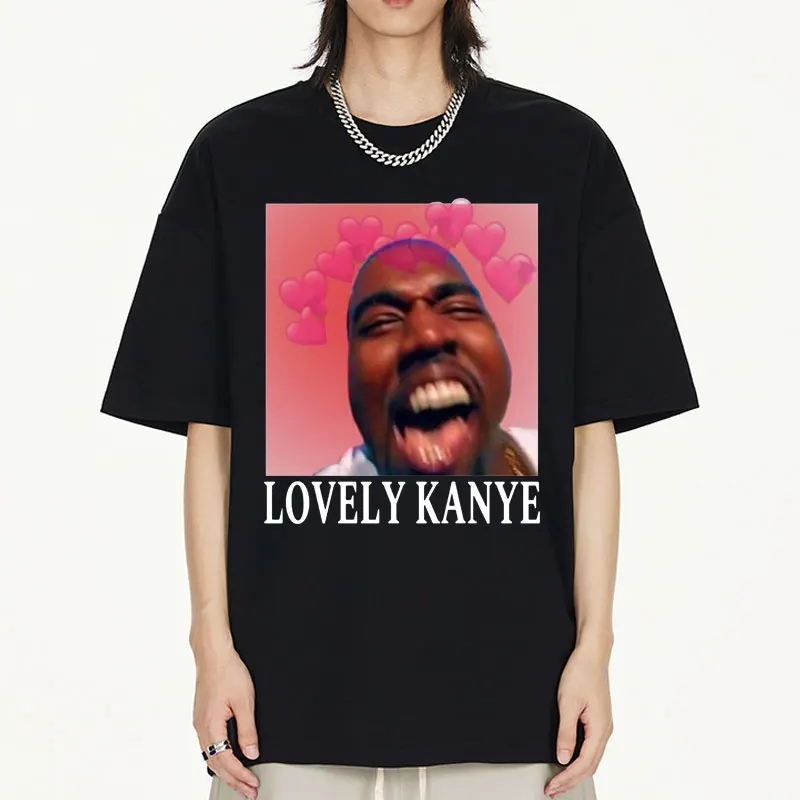 

Rapper Character Print T Shirt Short Sleeve Men Women Clothes Kanye West Hip Hop Fans Streetwear T-shirt Oversized Tee Shirts