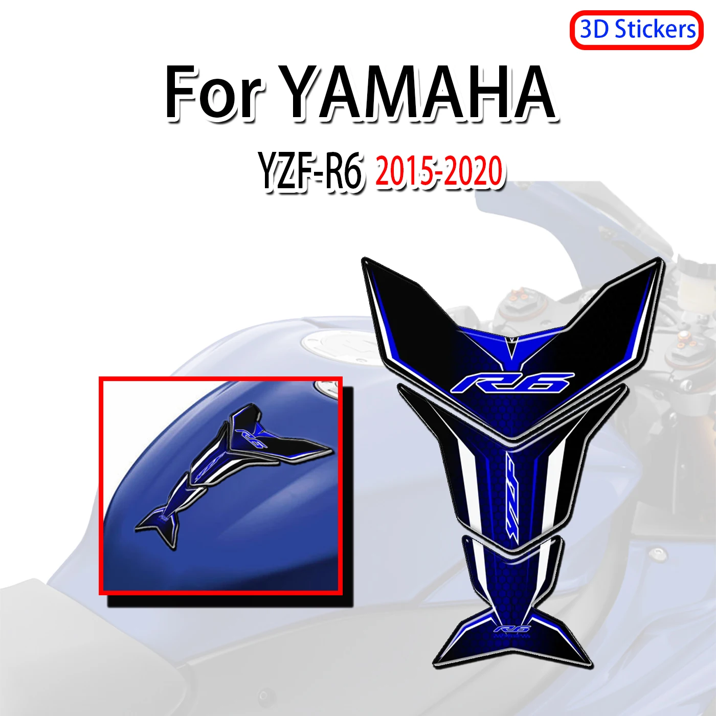 Motocycle Decal YZF R6 Tank Pad Stickers Decal Protector For YAMAHA YZF-R6 YZFR6 Fairing Emblem Badge Logo R6 Knee 2015-2020 welly 1 12 2020 yzf r6 yzfr6 motorcycle models alloy model motor bike miniature race toy for gift collection