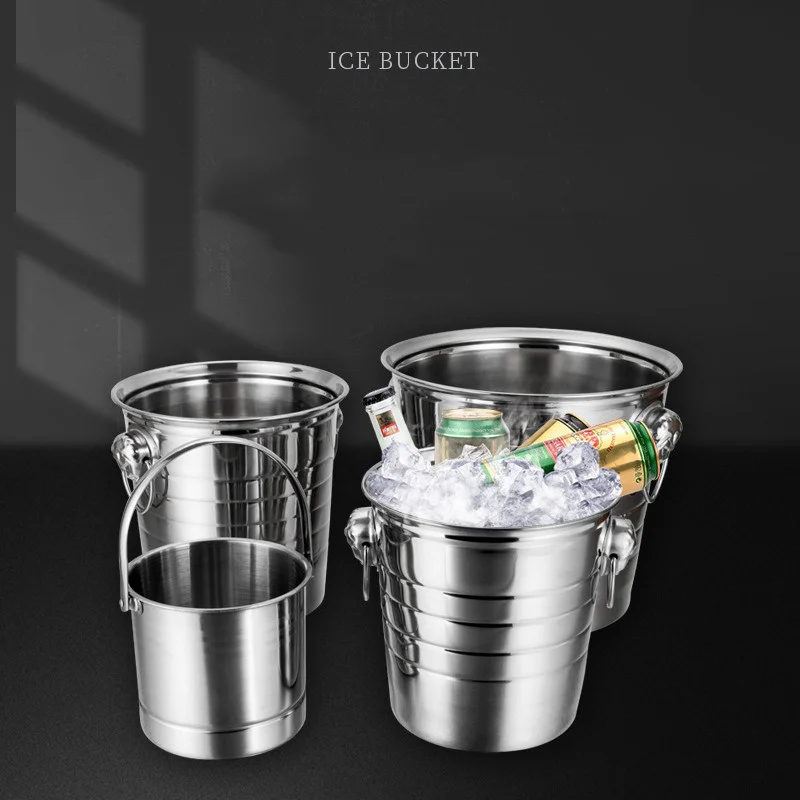 3/5L Stainless Steel Ice Bucket Wine Beer Cooler Bucket Ice Maker For KTV Bar Kitchen Party Barware Snack Container ice bucket