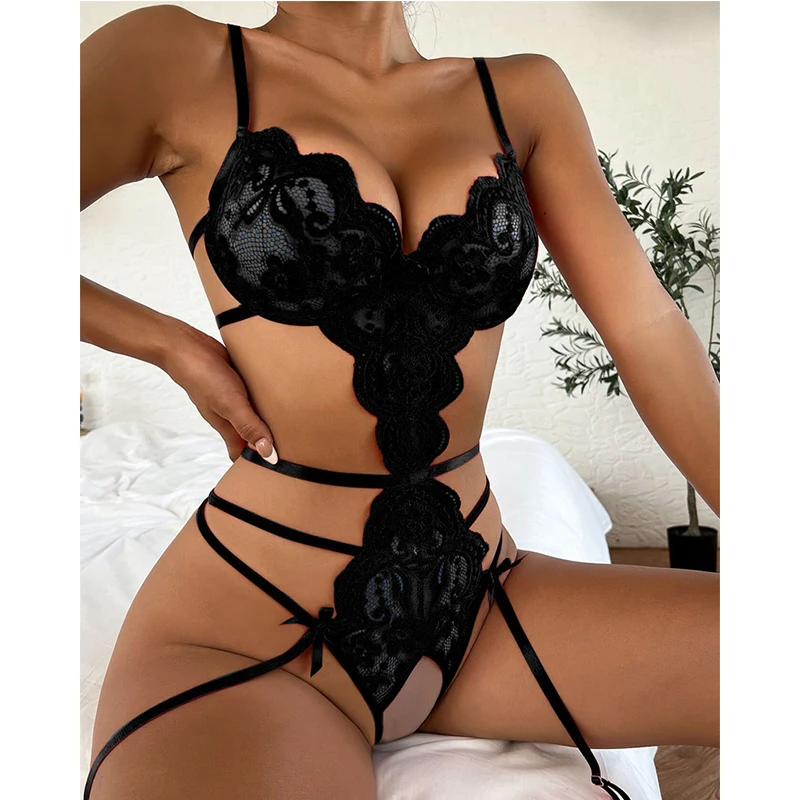 Sexy Lingerie Crotchless Body Donna Pizzo Reggiseno Aperto Biancheria Intima Del Sesso Set Costumi Erotici Babydoll Dress Sexy Lingerie Clothes