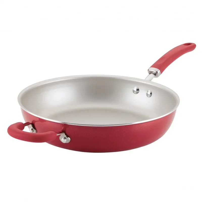 

Rachael Ray Create Delicious Aluminum Nonstick Deep Frying Pan/Fry Pan, 12.5inch, Red Shimmer