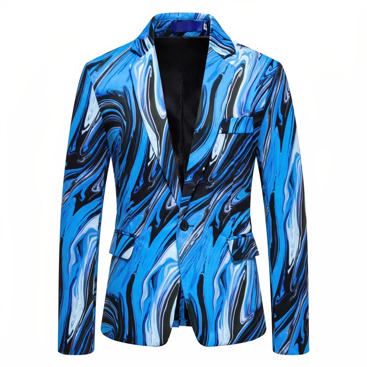 Men's Suit Jacket Paint Water Pattern Road Suit Business Casual Jacket Blazer