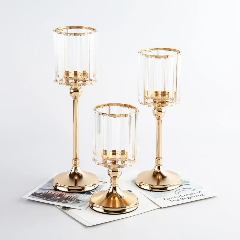 

Crystal Glass Candle Holder Creative Candlestick Ornament Desktop Decor for Romantic Dinner Dining Table Decoration