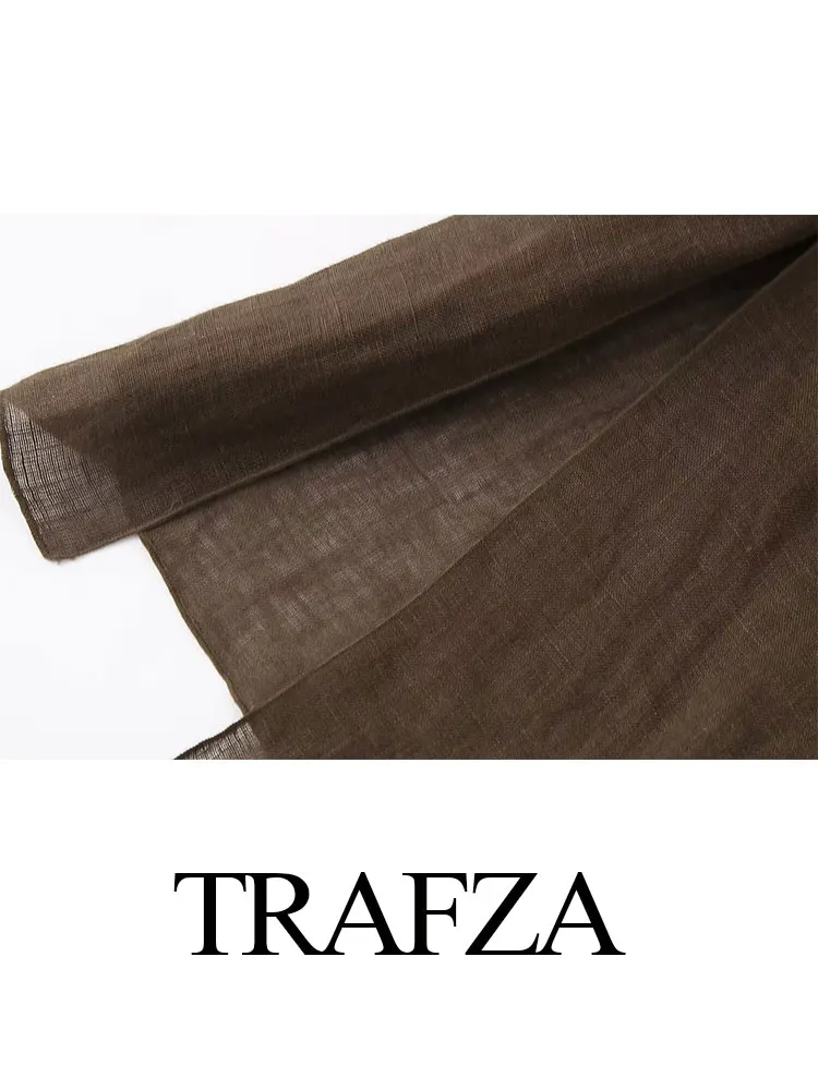 TRAFZA 여성용 리넨 단색 셔츠 세트, 벨트 가디건, 기모노 탑 + 하이웨이스트, 플리츠 팬츠 2 피스, 여름 패션