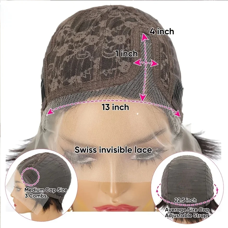 Pixie Cut Lace Front Wigs Human Hair OT27 Color 13x4x1 Lace Front Wigs Human Hair Short Bob Straight