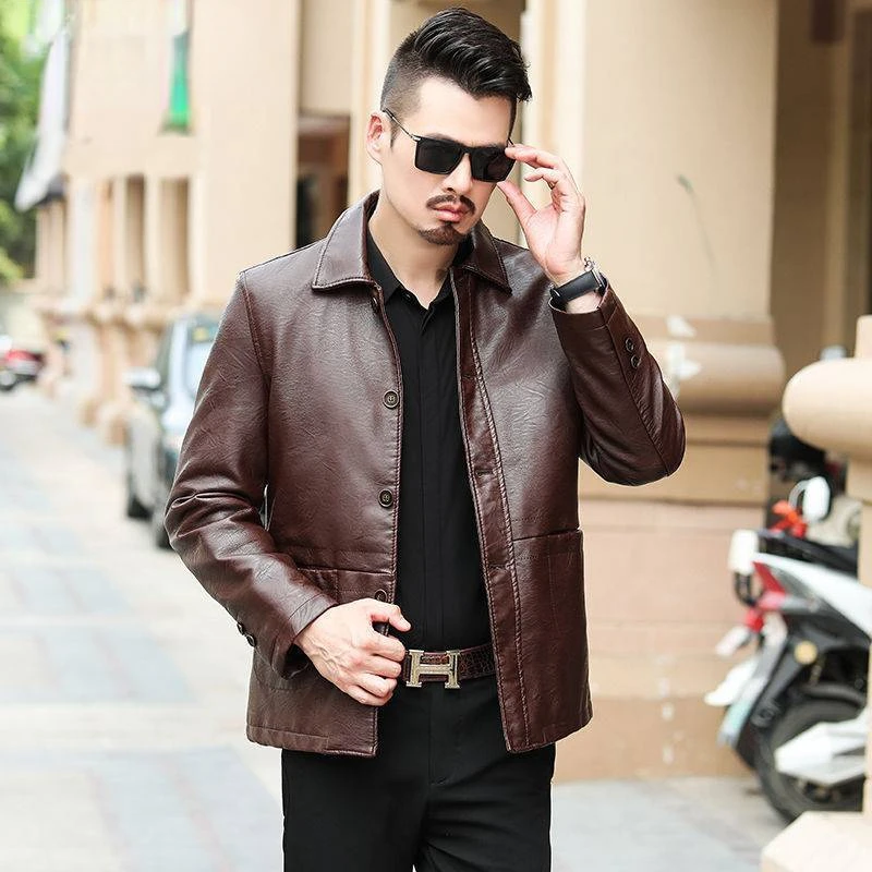 

New Casual Leather Jacket Men Loose Casual Mens Clothes Spring Autumn Male Fashion Coat Sobretudo Masculino Plus Size A49