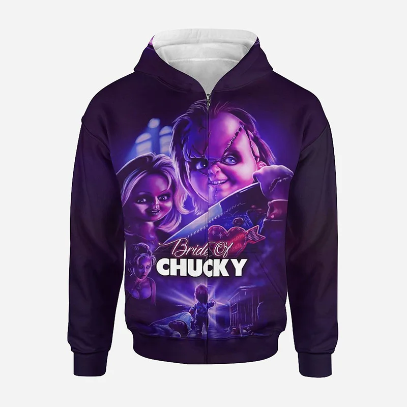 Sudadera Con Capucha Con Cremallera Para Hombre Y Mujer, Ropa Con Estampado 3D De La Película De Terror Bride Of Chucky, Estilo Harajuku, Y2K
