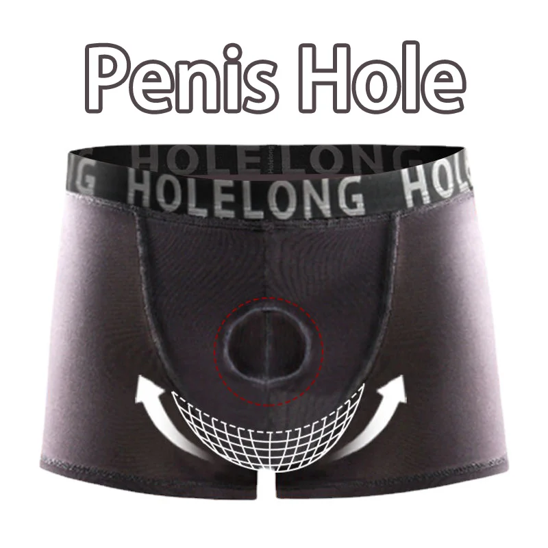 Man Breathable Boxers with Bulge U-Convex Penis Pouch Seperate Modal Soft Open Hole Lingerie Slips Big Enhancing Short Underwear 3