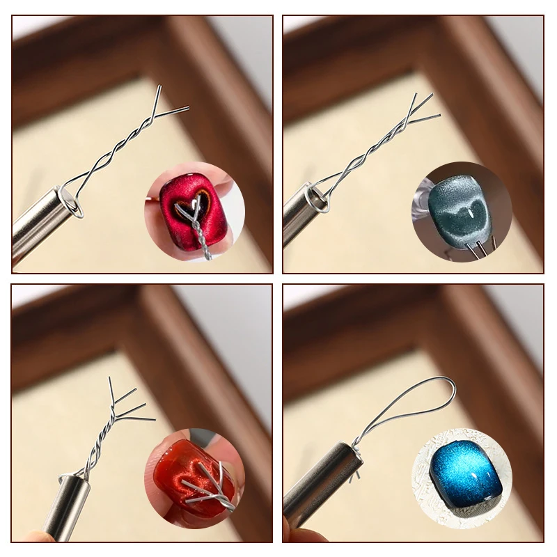 1PC Nail Magnetic Stick With 5PCS Flexible Iron Wire Set Multi-Function Strong Stick For Nail Art Creating Heart Shapes On Nails