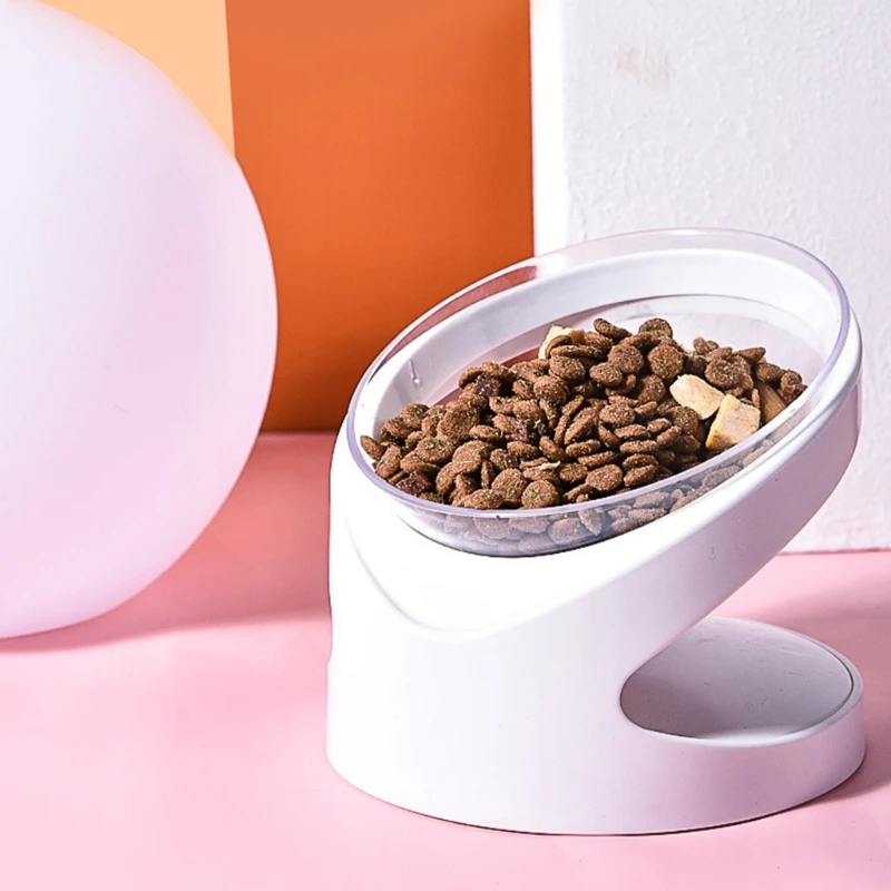 

for Cat Elevated Bowls 18° Tilted Raised Dish Clear Pet Feeding Bowl with Stand
