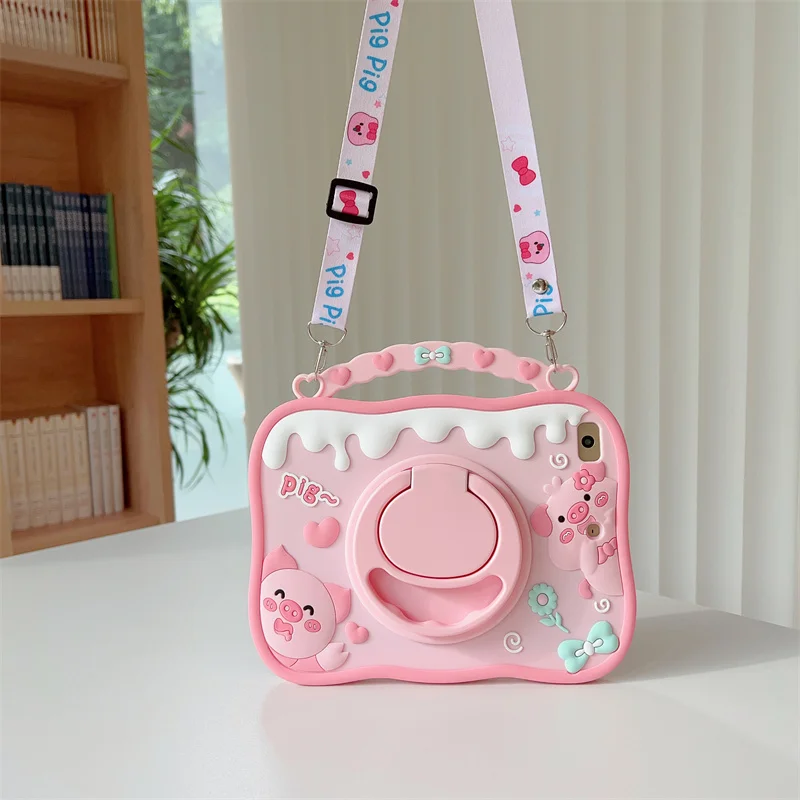 Cartoon Pig Tablet Stand Funda Case For Apple ipad10.9 12.9 9.7 Pro11 10.2 10.5 10.9 Mini6 123 Air45 Silicone Protective_voghion.com