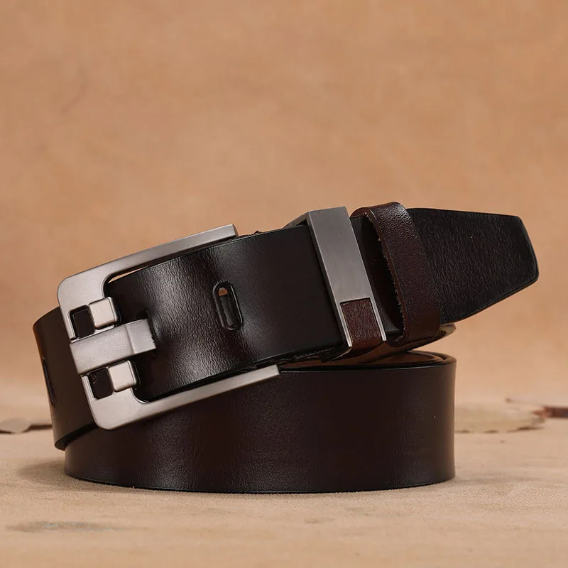 Lange Große Plus Größe 130 140 150 160 cm Vintage Legierung Pin Schnalle Männer Gürtel Hohe Qualität Kuh Echtes Leder Luxus strap Männlich Gürtel – Detail 5