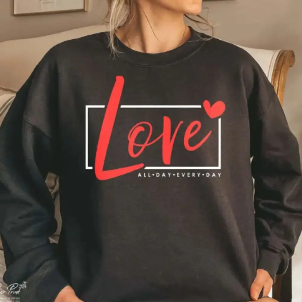 Graphic Pullover Sweatshirt Women's Sporty Sweatshirts Hoodies Female Voguish Tops Harajuku Women's Clothing Heart Love Pullover sweatshirts steer skull geometric letter graphic sweatshirt in multicolor size s