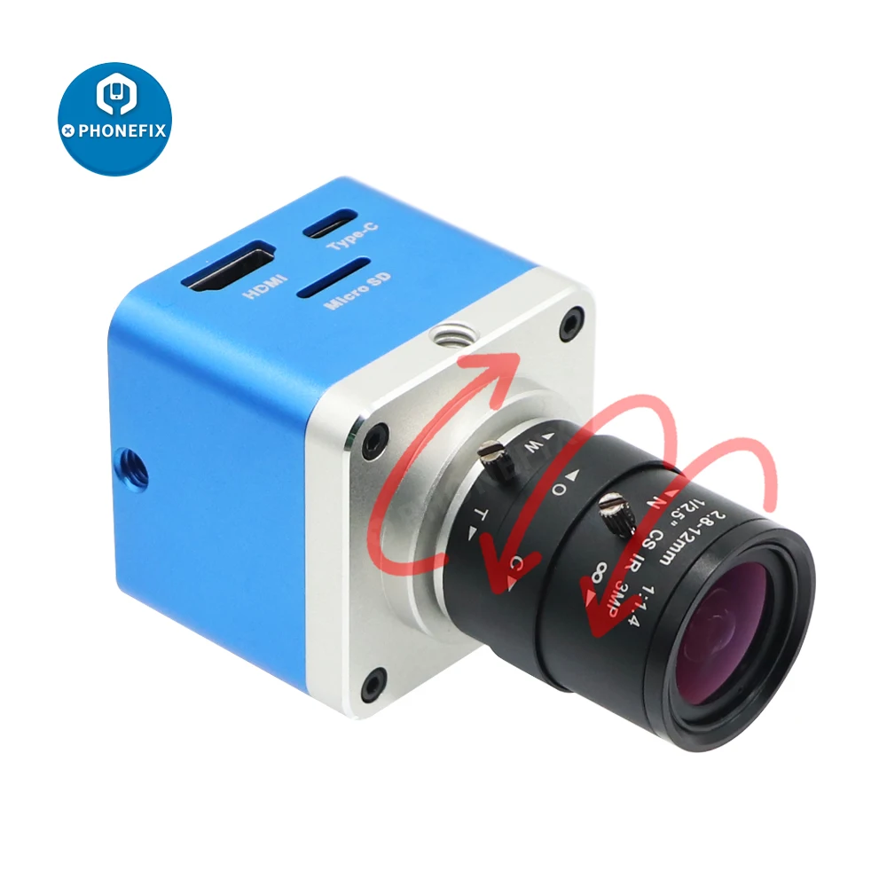 HD 4K Industrial Digital Video Microscope Camera Live Streaming Webcam F1.4 2.8-12mm CCTV Lens For Digital Image Acquisition