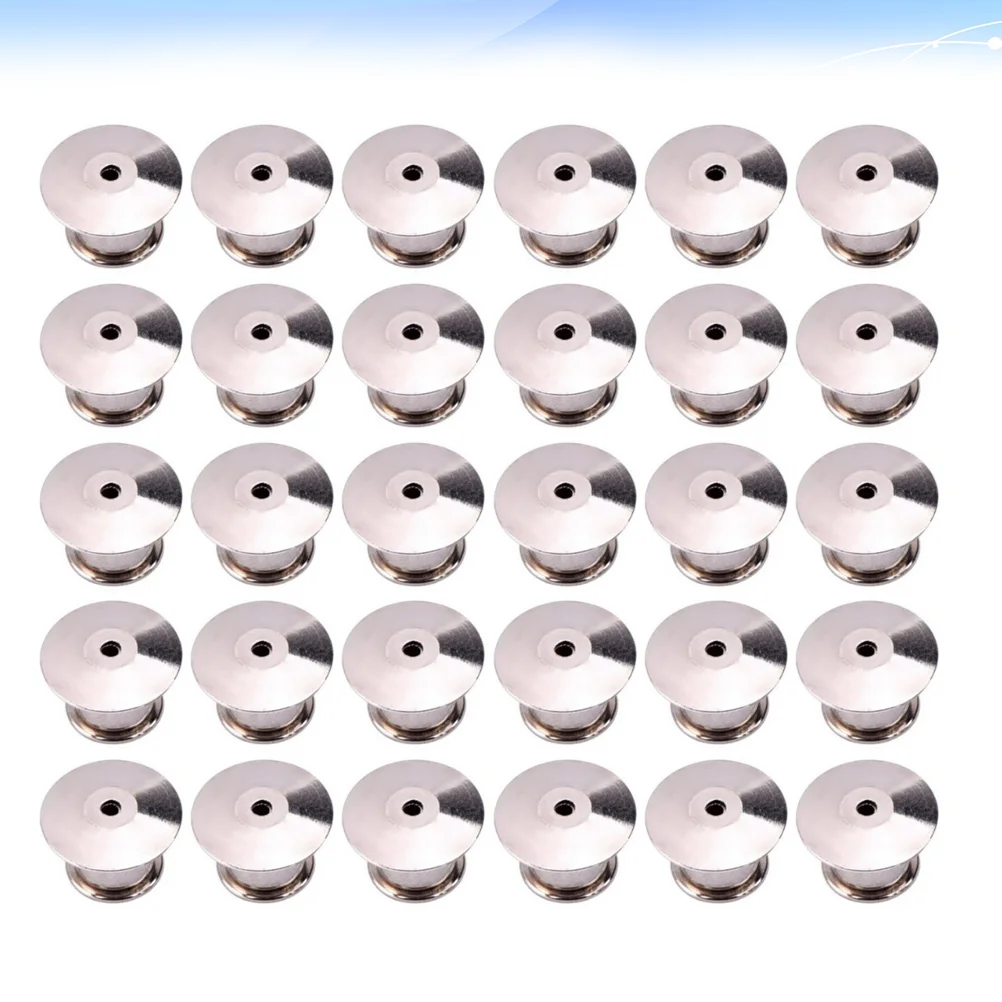 

30PCS Durable Metal Flat Locking Pin Backs Brooch Badge Accessories (Silver)