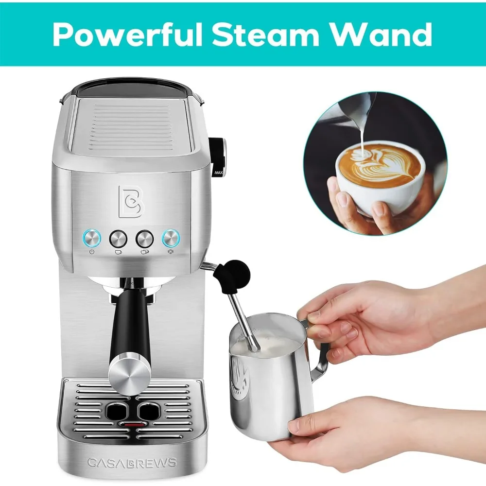Espresso Machine 20 Bar, Professional Espresso Maker Cappuccino Machine with Steam Milk Frother, Stainless Steel Espresso 4