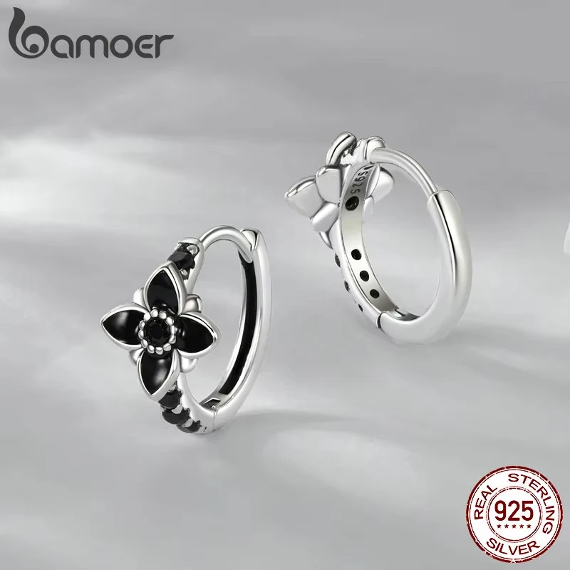 Reffeer Orecchini A Cerchio Huggie In Argento 925 Con Zirconi: Piccoli Cerchi Fiore Per Donne, Ipoallergenici