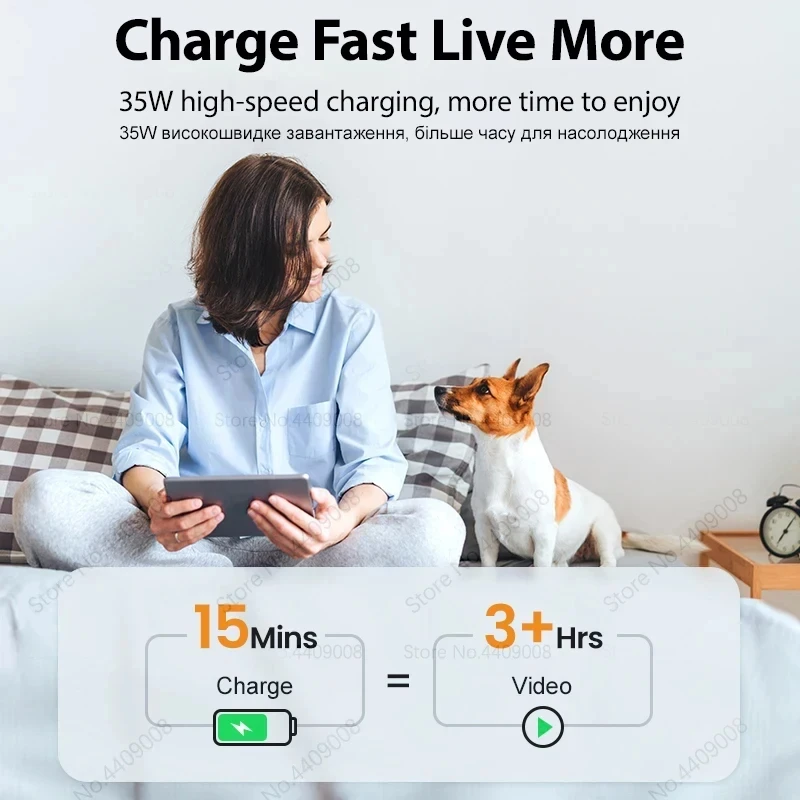 PD 35W USB-C Fast Charging Adapter with Type-C Cable - Premium Phone Charger Accessory