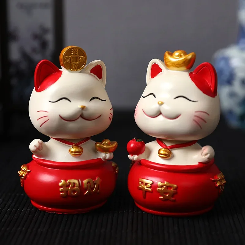 

New creative lucky cat shaking his head decoration birthday cake decoration car home decoration resin decoration crafts