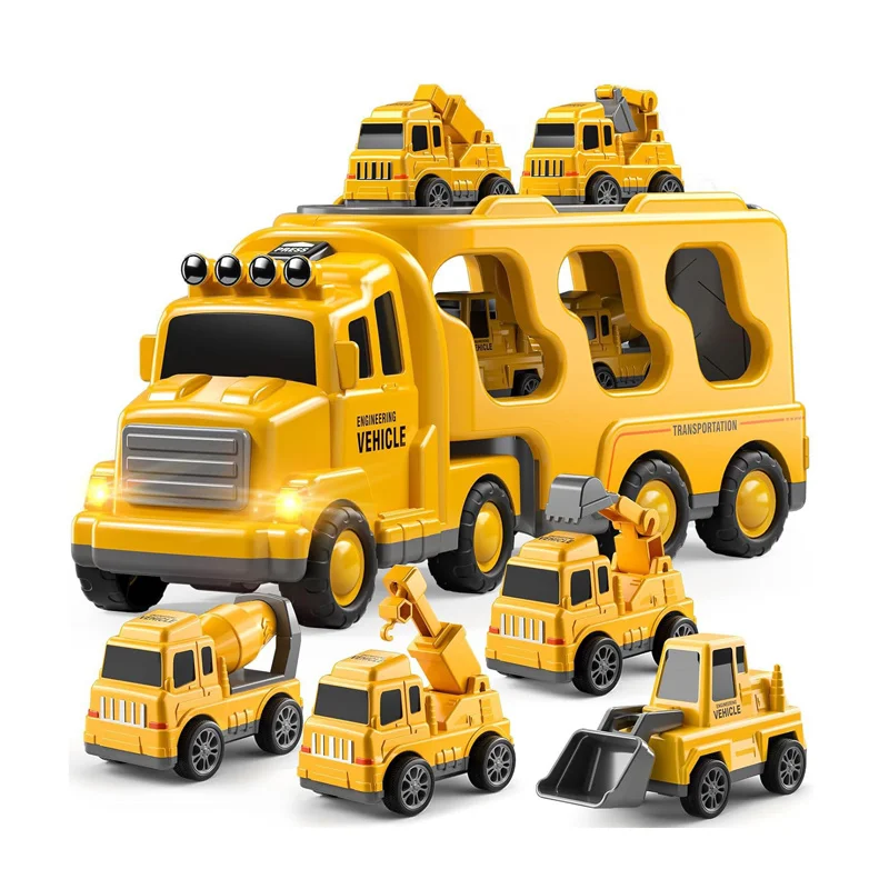 Construction toy set showing excavator and bulldozer