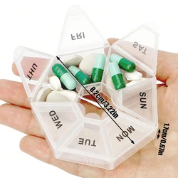 Compact 7 - Day Pill Organizer with Portable Travel Case for Vitamins and Medications (Transparent)