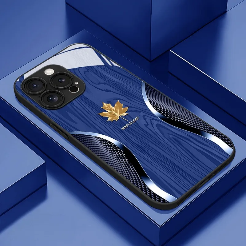 Luxury Maple Leaf Wood Grain Silicone Phone Case - Premium Design