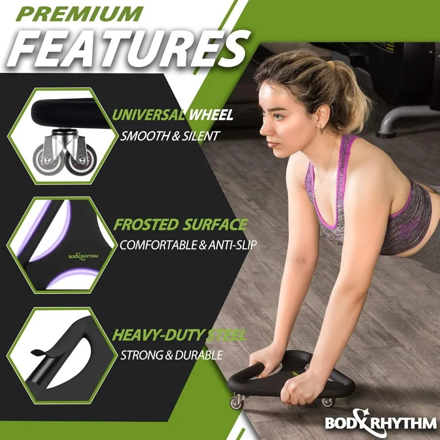 Abdominal & Core Coaster Strength Workout Trainer, Ab Wheel Roller Exercise Machine with Knee Mat for Home Gym Workout Fitness.