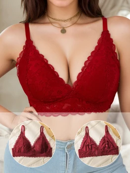 Plus Size Women Lace Wireless Bra Non Padded Push Up Seamless Comfortable Daily Bralette Soft Underwear Top 1XL-3XL Viomisha