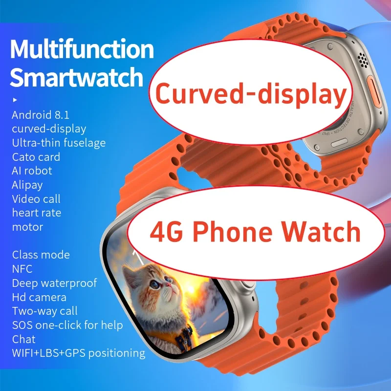 JC02 S9 울트라 4G 안드로이드 스마트워치, 티타늄 합금, 2.2 인치 AMOLED 스크린, 카메라 심, 와이파이, GPS 스마트워치, 구글 플레이 스토어