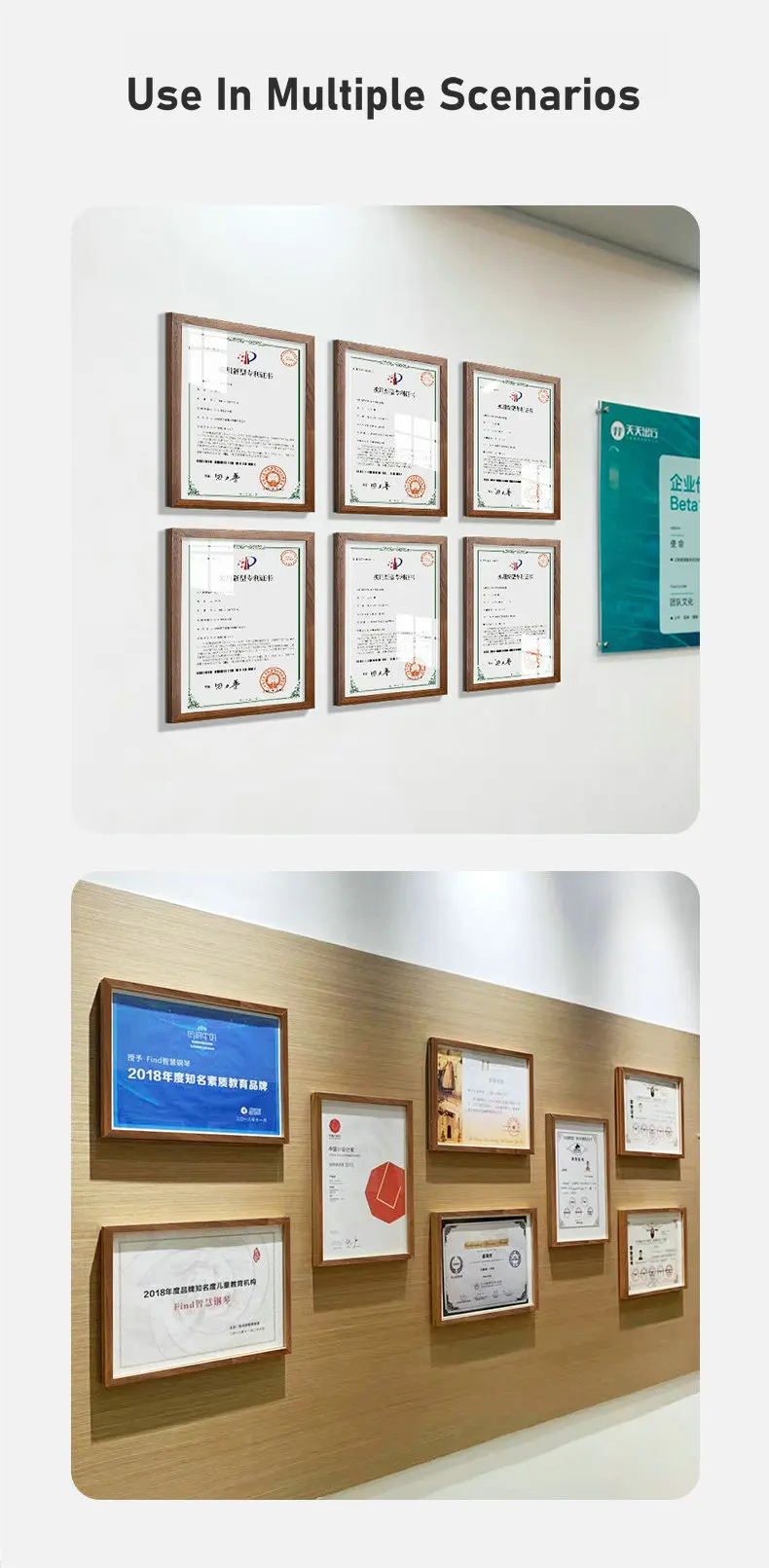 Adhesive Wall Vision Board A3 A4 Picture Frame Wooden Acrylic Bulletin Board A5 Punch-free Office Display A3 Poster Frame