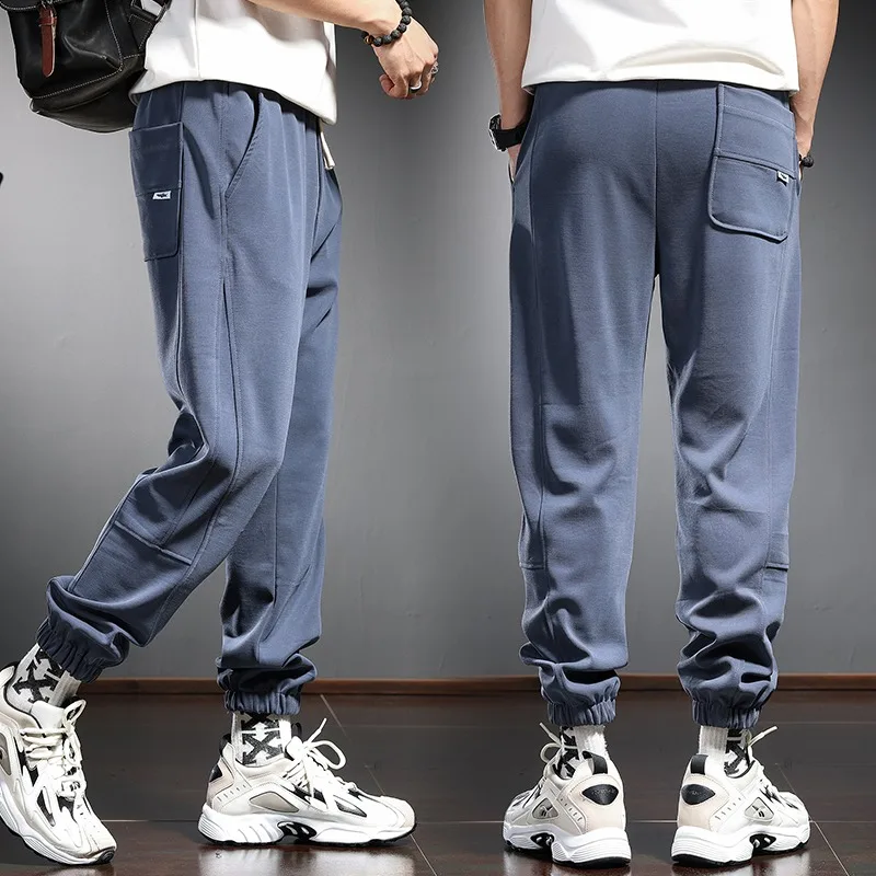 Summer Baggy Sweatpants Men Streetwear Sport Lightweight Joggers Track Pants Black Elastic Waist Drawstring Trousers