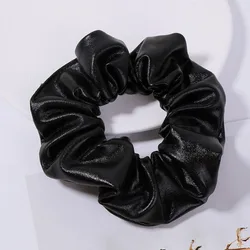 Medium Silver Scrunchies - Elegant Elastic Hair Bands (Black)