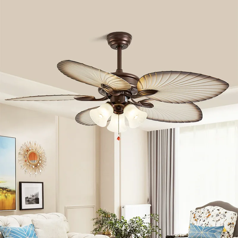 Tuya Smart Ceiling Fan LED Light DC Motor 5pcs Blades Strong Wind Quiet Ceiling Fan Lamp 52Inch 110V 220V Remote Control