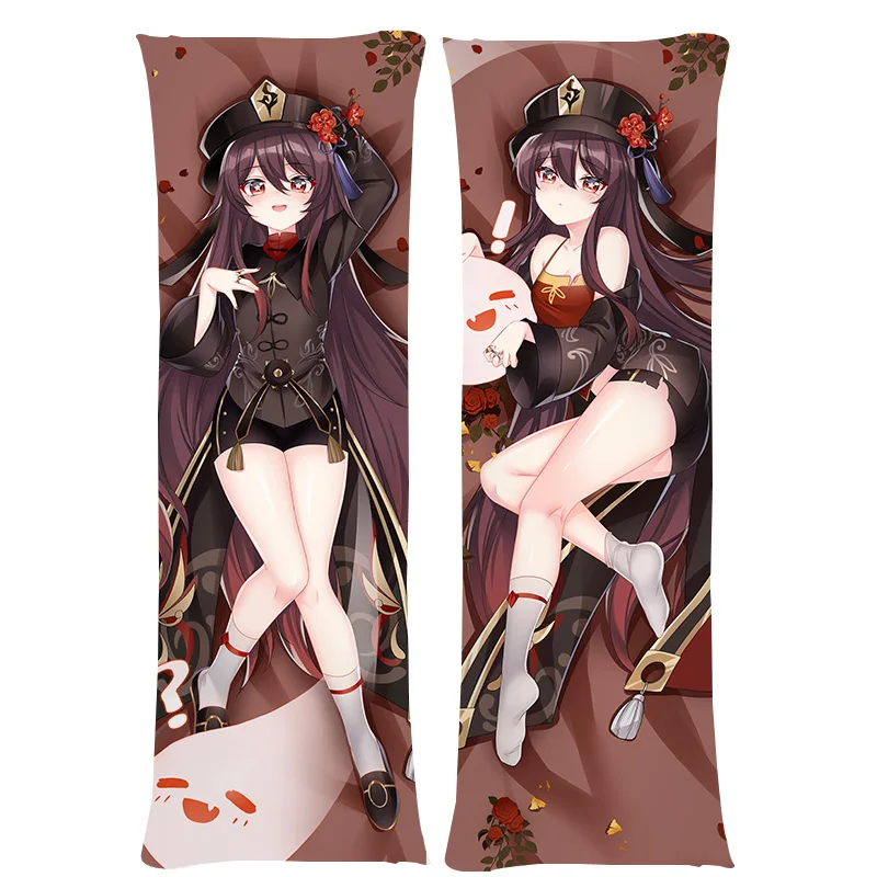 

50x180cm Game Genshin Impact Hutao Mona Dakimakura Pillow Case Hugging Body Hu Tao Costume Double Sides Printed Pillow Cover