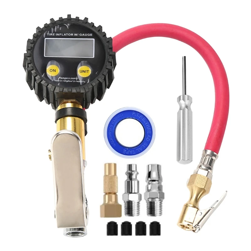 

Digital Tire Inflator Pressure Gauge 200PSI LCD Display Air Quick