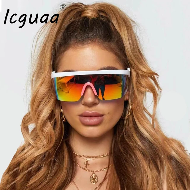 Oversized Onepieces Mirrored Sunglasses For Men Womens Sports