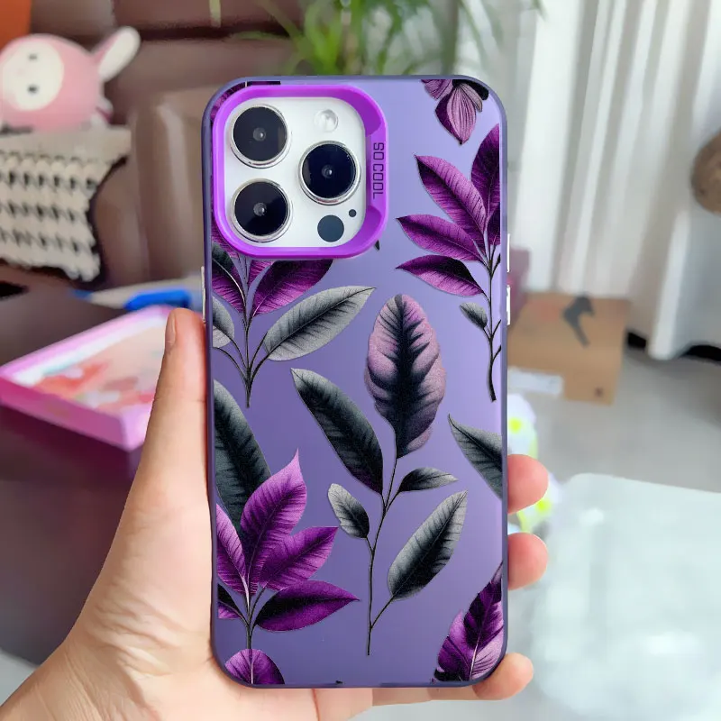 Frische Lila Blumen Laser-Handyhülle für iPhone 16 11 12 13 Mini Pro Max 17 14 15 Pro Max 16 15 14 Plus Stoßfeste Schutzhülle Fundas – Detail 8