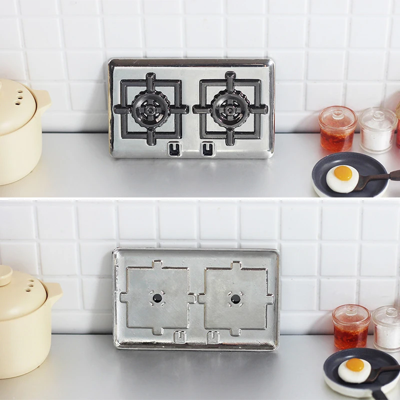 1/12 Scale Dollhouse Miniature Kitchen Furniture Stove Model Mini Gas Burner Model Toys For Barbies Doll Decoration Accessories