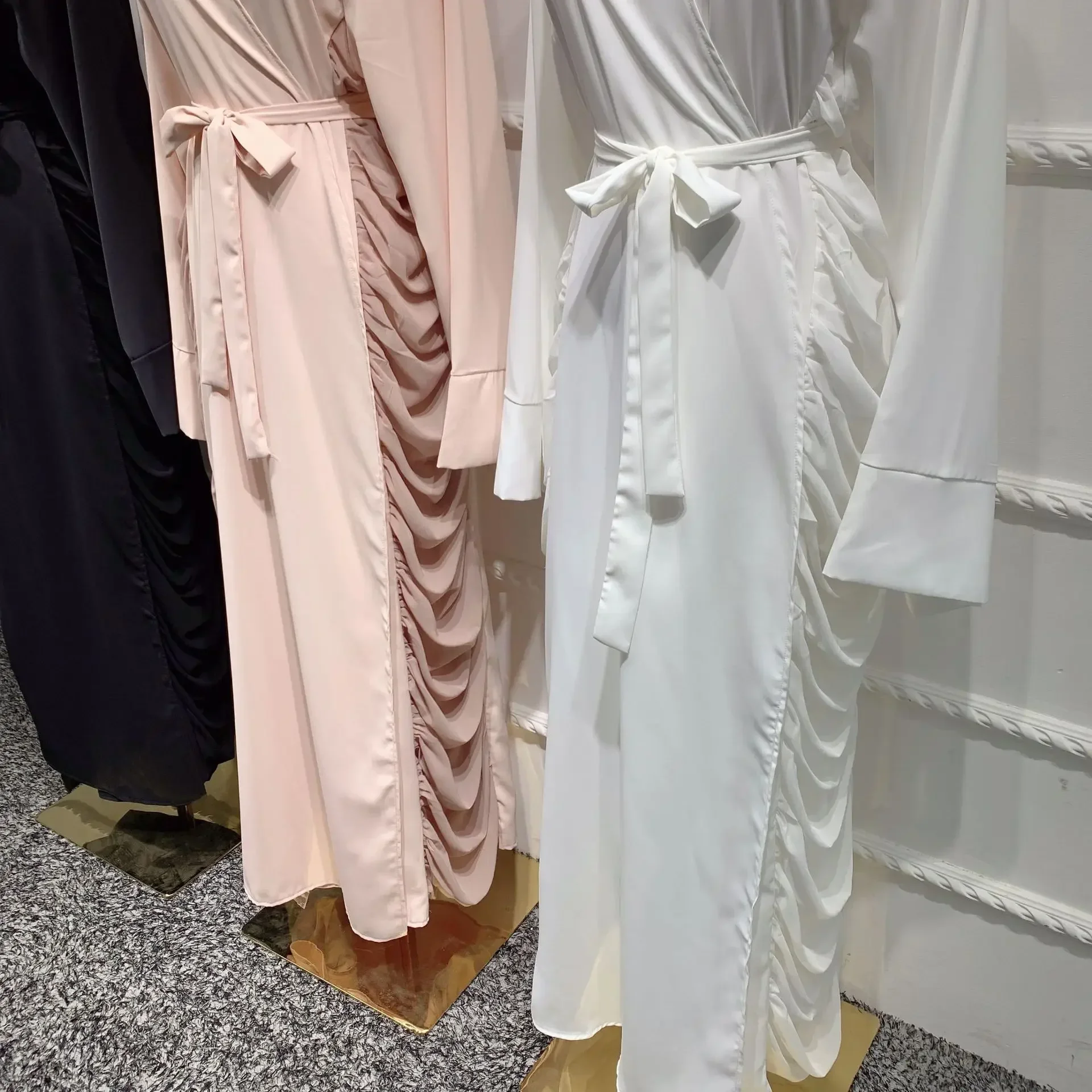 Ramadan Muslim Fashion Hijab Dress Open Abaya Dubai Nida Chiffon Abayas for Women Turkish Dresses Islam Clothing Moroccan Kaftan