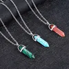 Natural Purple Amethysts Rock Quartz Rose Crystal Hexagonal Chakra Healing Point Pendulum Stone Pendant Necklace For Women Girls 3
